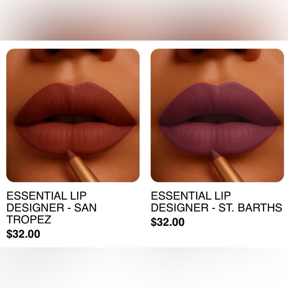 BISHA Essential Lip Crayon Duo $64 Value Set - San Tropez And St Barths - NIB